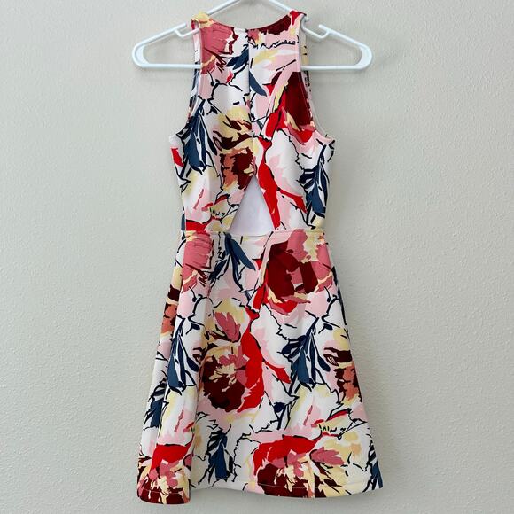 Abercrombie and Fitch floral halter mini key hole back spring colorful flowers S - Picture 8 of 15